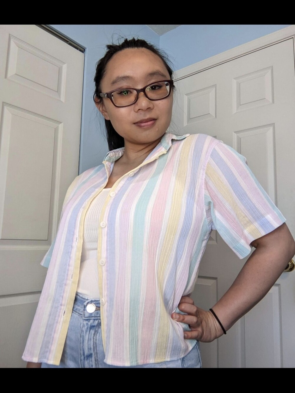 Vintage Garey Petites Pastel Striped Easter Shirt